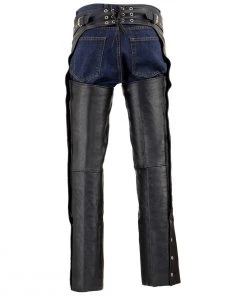 Milwaukee Leather SH1123 Men's Black Leather Holster Chap With Thigh Pockets Motorcycle Pants & Chaps