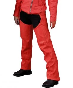 Motorycle Pants & Chaps Milwaukee Leather SH1135 Ladies 'Braided' Red Classic Leather Chaps