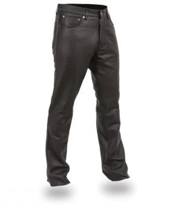Milwaukee Leather Leather King SH1140 Men's Black Leather 5 Pocket Jean Style Pants