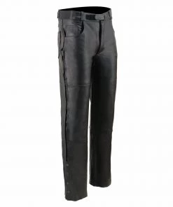 Milwaukee Leather SH1150 Men's Black Leather Over Pants With Jean Style Pockets