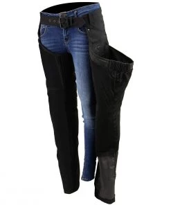 Milwaukee Leather SH1182 Women's Black Textile Chaps With Tribal Embroidery Motorycle Pants & Chaps