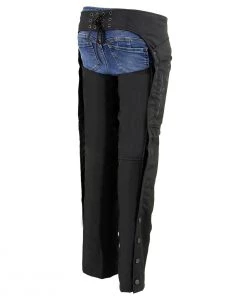 Milwaukee Leather SH1182 Women's Black Textile Chaps With Tribal Embroidery Motorycle Pants & Chaps