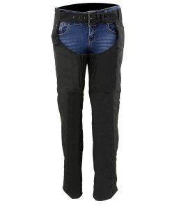 Milwaukee Leather SH1182 Women's Black Textile Chaps With Tribal Embroidery Motorycle Pants & Chaps