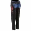 Milwaukee Leather SH1182 Women's Black And Red Textile Chaps With Tribal Embroidery Motorycle Pants & Chaps