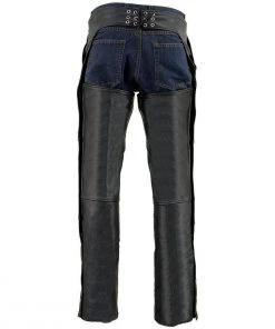 Motorcycle Pants & Chaps Milwaukee Leather SH1191C Men's 'Hip Set' Black Leather Chaps With Four Pockets