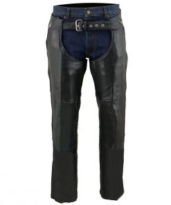 Motorcycle Pants & Chaps Milwaukee Leather SH1191C Men's'Hip Set' Black Leather Chaps With Four Pockets
