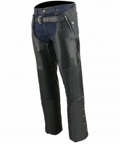 Motorcycle Pants & Chaps Milwaukee Leather SH1191C Men's'Hip Set' Black Leather Chaps With Four Pockets