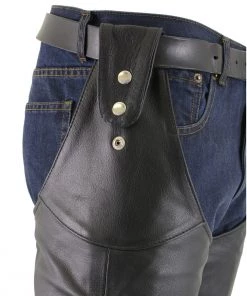 Milwaukee Leather SH1198 Men's Black Adjustable Side Snap Belt Less Chaps