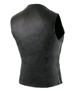 Milwaukee Leather SH1216 Ladies Black Leather Vest With Front Laces Motorcycle Vests