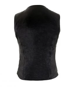 Milwaukee Leather SH1216 Ladies Black Leather Vest With Front Laces Motorcycle Vests