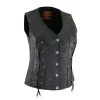 Milwaukee Leather SH1216 Ladies Black Leather Vest With Front Laces Motorcycle Vests