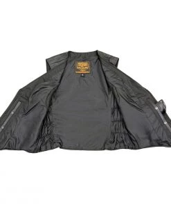 Motorcycle Vests Milwaukee Leather SH1288 Ladies Black Leather Vest With Side Stretch Panels