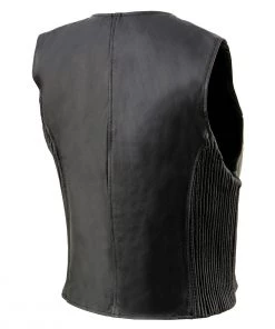 Motorcycle Vests Milwaukee Leather SH1288 Ladies Black Leather Vest With Side Stretch Panels