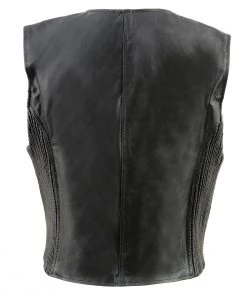 Motorcycle Vests Milwaukee Leather SH1288 Ladies Black Leather Vest With Side Stretch Panels