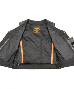 Motorcycle Vests Milwaukee Leather SH1292 Ladies Black Classic ‘6 Pocket’ Side Laced Leather Vest