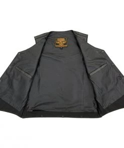 Milwaukee Leather SH1310 Men's Classic Black Leather Vest With Snap Button Closure Motorcycle Vests