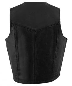 Milwaukee Leather SH1310 Men's Classic Black Leather Vest With Snap Button Closure Motorcycle Vests