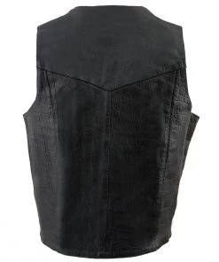 Milwaukee Leather SH1310Tall Men's Tall Sizes Classic Black Leather Snap Front Biker Vest Motorcycle Vests