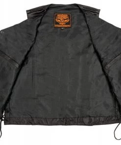 Motorcycle Vests Milwaukee Leather SH1314 Men's Classic Black Braided Leather Vest With Side Laces