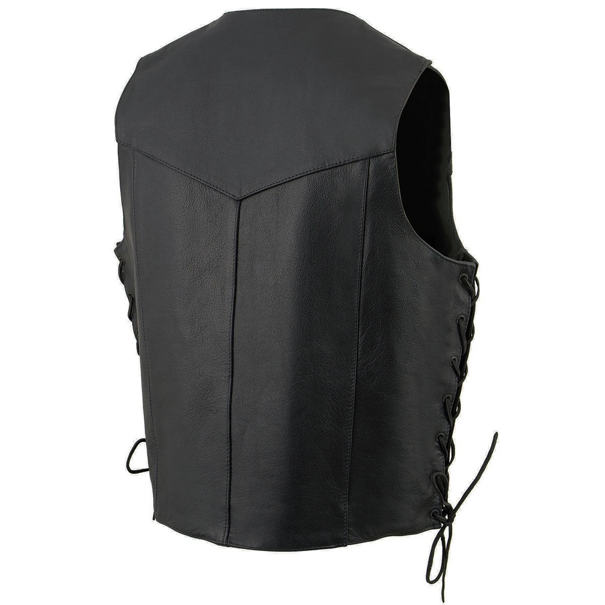 Milwaukee Leather SH1315 Men's Black Leather Classic Side Lace Biker Vest Motorcycle Vests