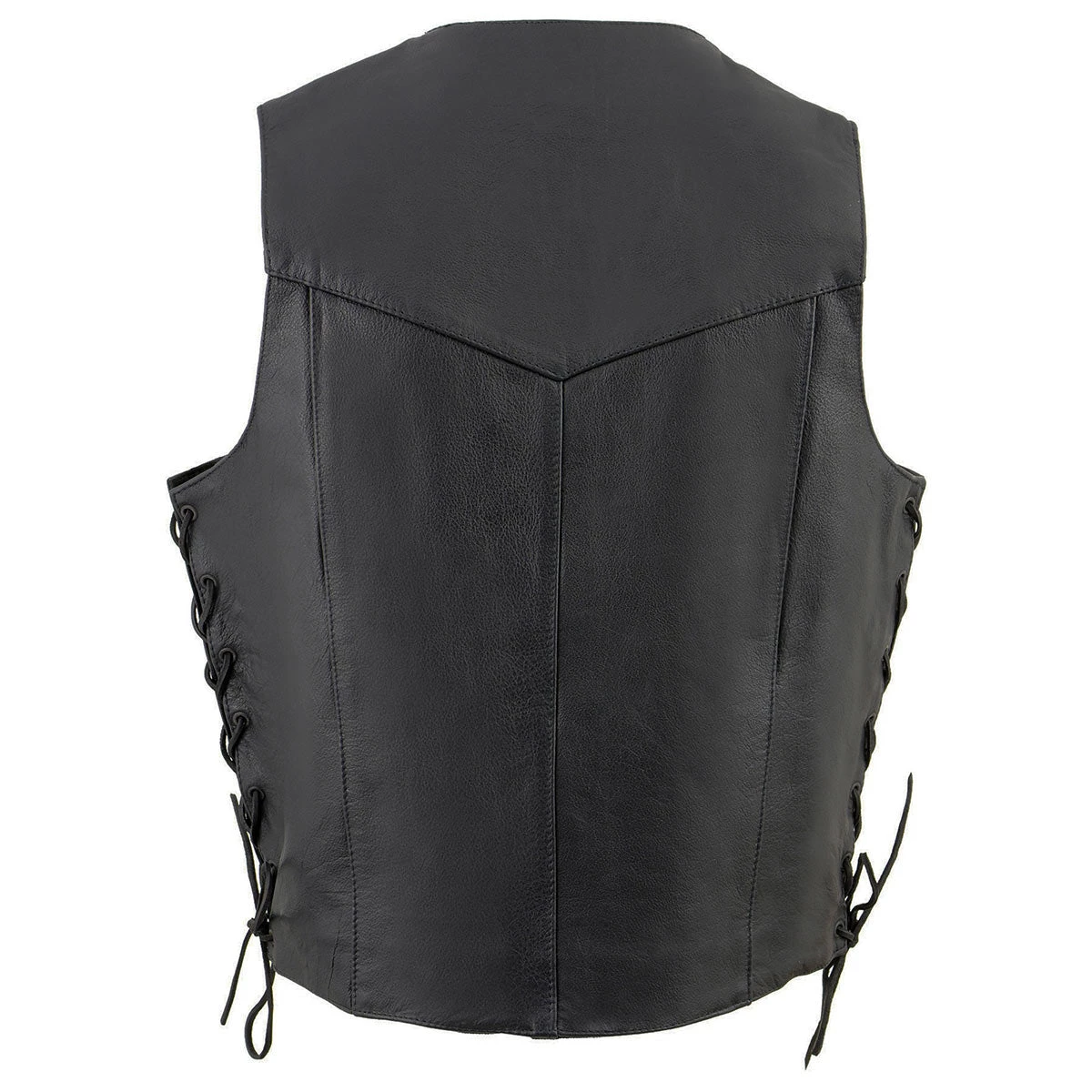 Milwaukee Leather SH1315 Men's Black Leather Classic Side Lace Biker Vest Motorcycle Vests