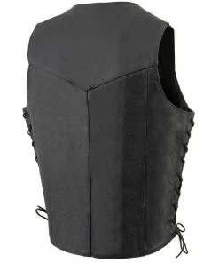 Milwaukee Leather SH1315TALL Men's Tall Sizes Black Leather Classic Side Lace Biker Vest Motorcycle Vests