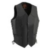 Milwaukee Leather SH1315TALL Men's Tall Sizes Black Leather Classic Side Lace Biker Vest Motorcycle Vests