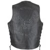 Genuine Leather SH1346 Men's 'Live To Ride, Ride To Live Eagle Emboss' Black Leather Vest Motorcycle Vests