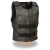 Motorcycle Vests Milwaukee Leather SH1367Z Men's Black 'Replica Bullet Proof Style ‘Leather Zipper Vest