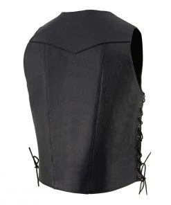 Milwaukee Leather SH1391 Men's Classic Black Leather 10 Pocket Vest