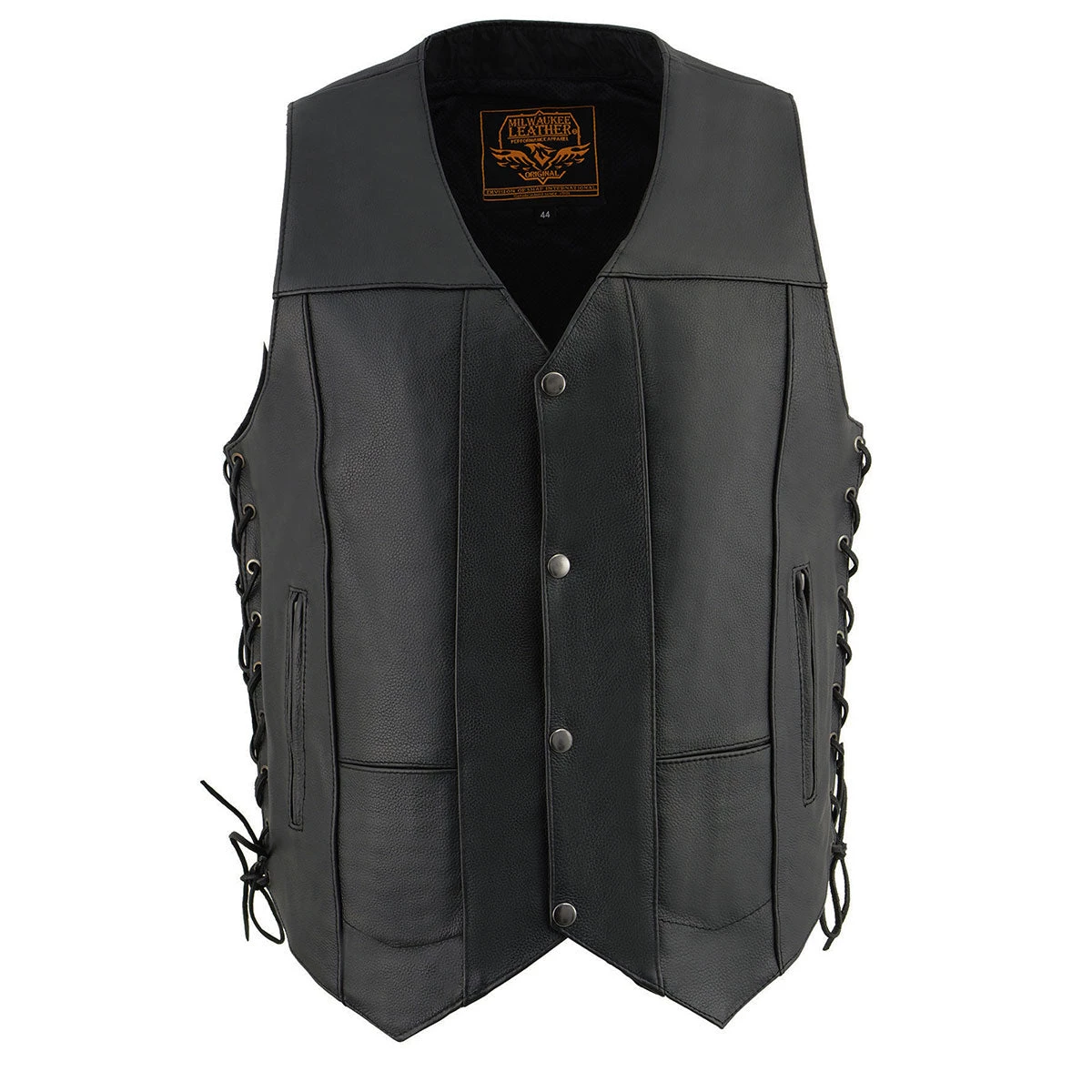 Milwaukee Leather SH1391 Men's Classic Black Leather 10 Pocket Vest
