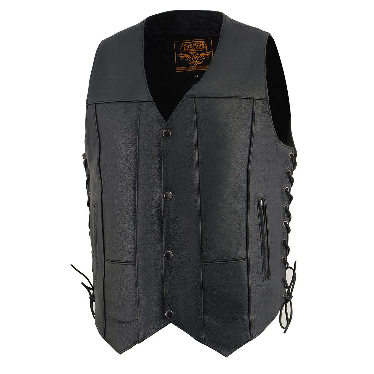 Milwaukee Leather SH1391 Men's Classic Black Leather 10 Pocket Vest