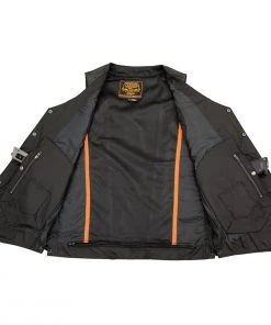 Milwaukee Leather SH1392Tall Men's Tall Sizes Black Leather 10 Pocket Vest