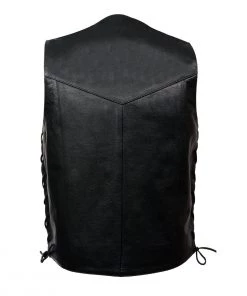 Motorcycle Vests Milwaukee Leather SH1397 Men's Classic Black Leather Side Lace Vest
