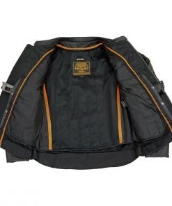 Milwaukee Leather SH1408 Men's Sporty Crossover Vented Black Leather Scooter Jacket
