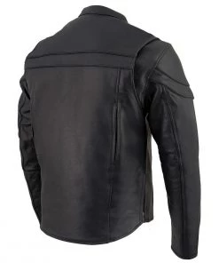 Milwaukee Leather SH1408 Men's Sporty Crossover Vented Black Leather Scooter Jacket