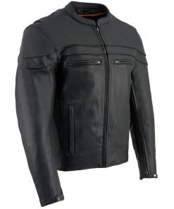 Milwaukee Leather SH1408 Men's Sporty Crossover Vented Black Leather Scooter Jacket