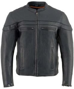 Milwaukee Leather SH1408 Men's Sporty Crossover Vented Black Leather Scooter Jacket