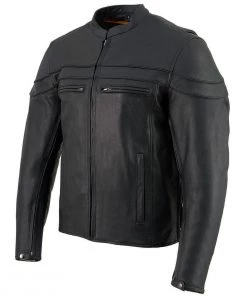 Milwaukee Leather SH1408 Men's Sporty Crossover Vented Black Leather Scooter Jacket