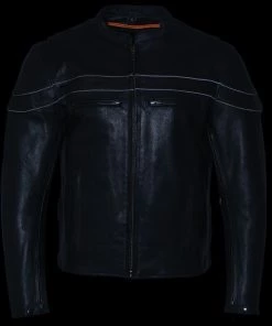 Milwaukee Leather SH1408 Men's Sporty Crossover Vented Black Leather Scooter Jacket