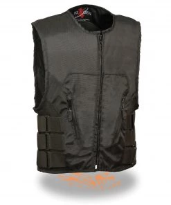 Motorcycle Vests Milwaukee Leather SH1458 Men's Black Textile SWAT Style Biker Vest With Armor