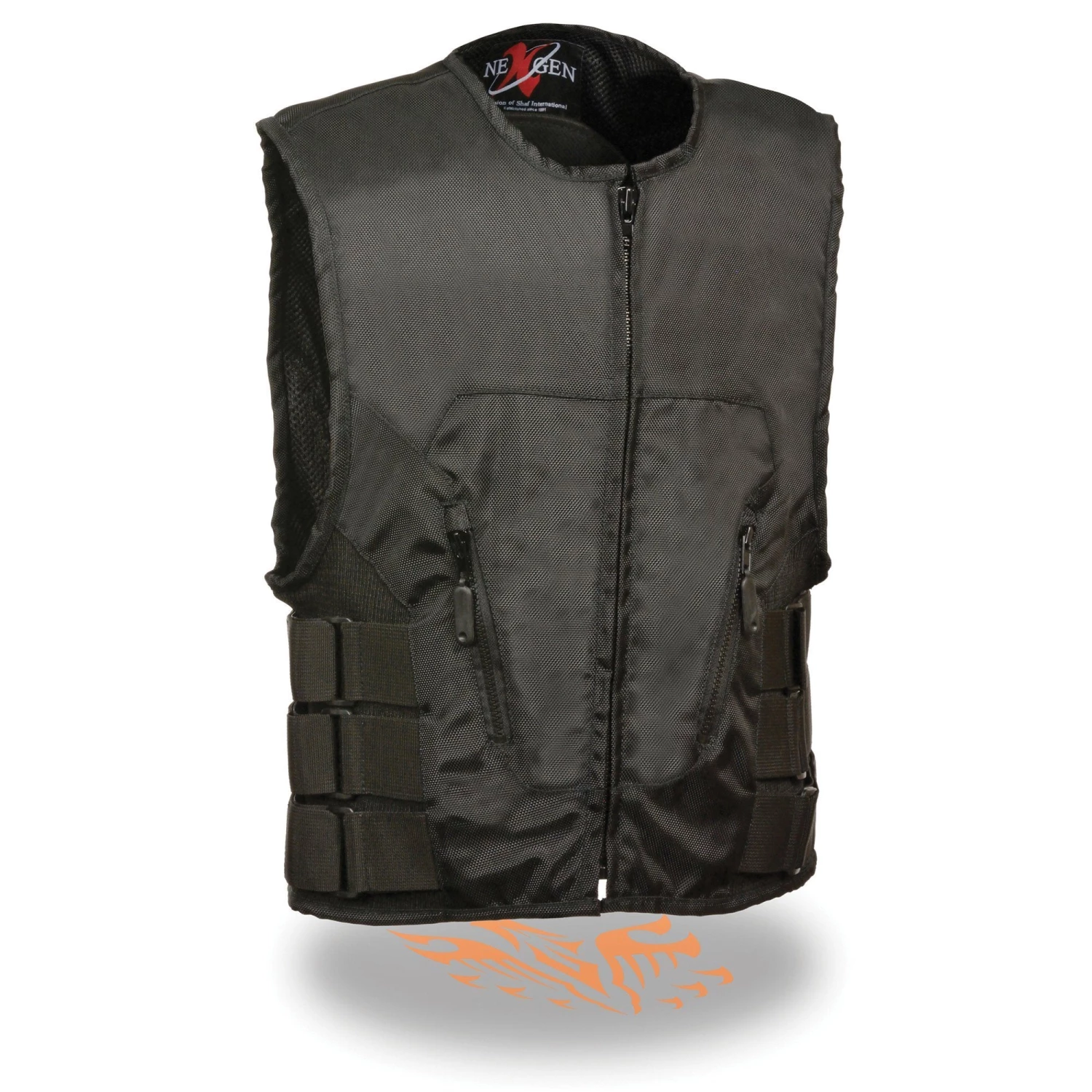 Motorcycle Vests Milwaukee Leather SH1458 Men's Black Textile SWAT Style Biker Vest With Armor