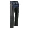 Milwaukee Leather SH1766 Men's Black Leather 3 Pocket Chaps With Thigh Patch Pocket Motorcycle Pants & Chaps