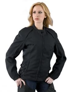 Motorcycle Jackets NexGen SH19055 Ladies Black Textile Racer Jacket