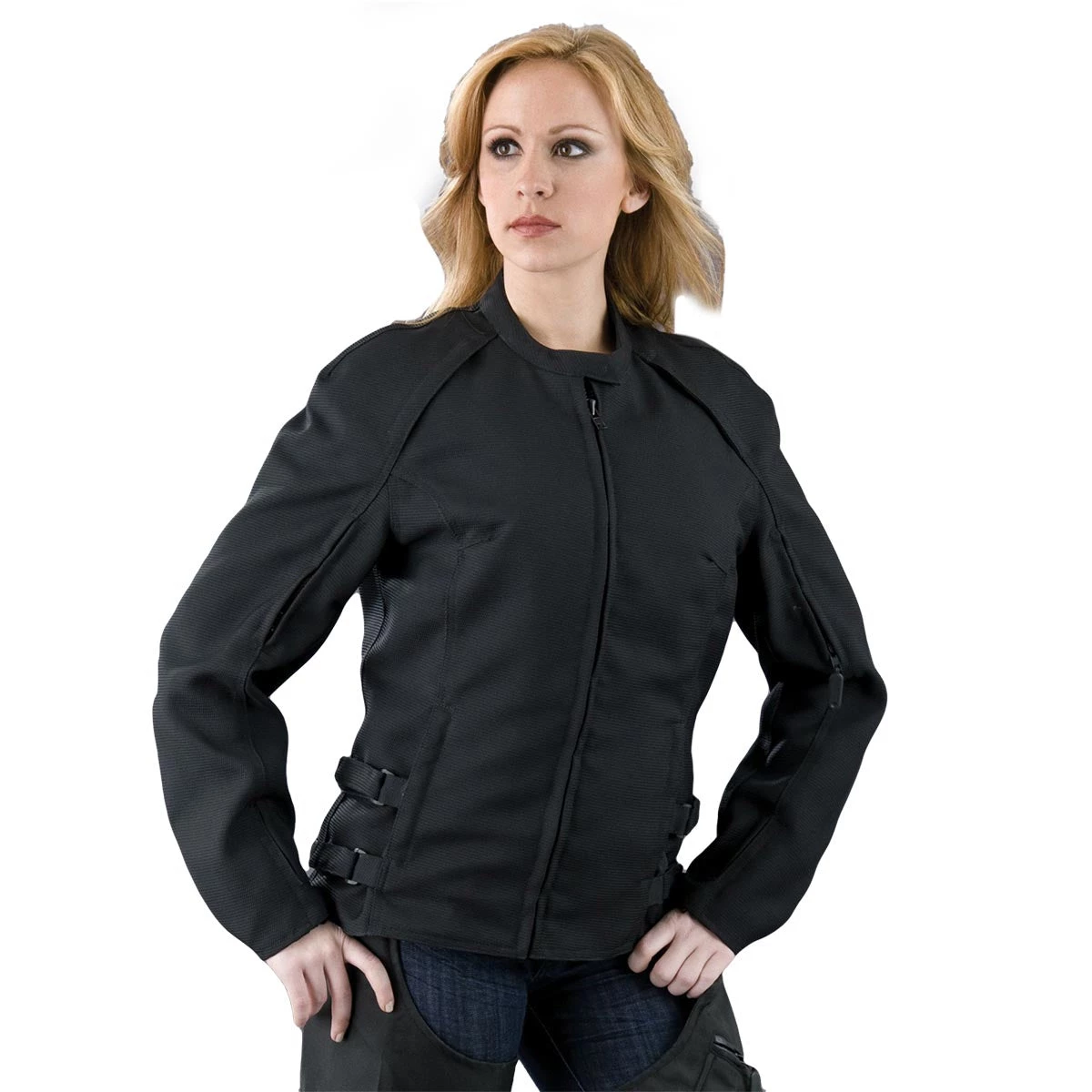 Motorcycle Jackets NexGen SH19055 Ladies Black Textile Racer Jacket