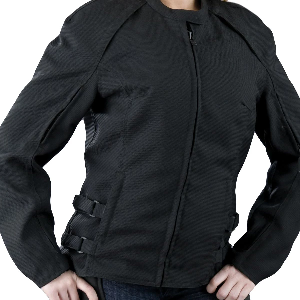 Motorcycle Jackets NexGen SH19055 Ladies Black Textile Racer Jacket