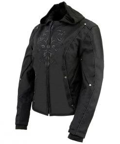 NexGen SH1939 Ladies'Reflective Tribal' Black 3/4 Textile Vented Jacket