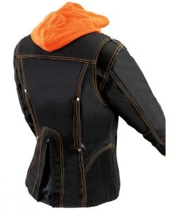 NexGen SH1939 Ladies'Reflective Tribal' Orange And Black 3/4 Textile Vented Jacket Motorcycle Jackets