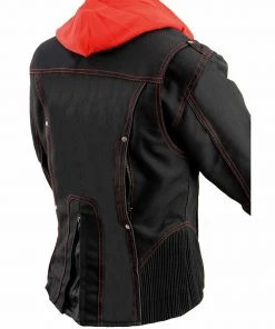 Motorcycle Jackets NexGen SH1939 Ladies'Reflective Tribal' Red And Black 3/4 Textile Vented Jacket