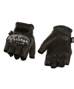 Riding Gear Milwaukee Leather SH194 Men's Black 'Hard Knuckles' Fingerless Gloves With Gel Palm